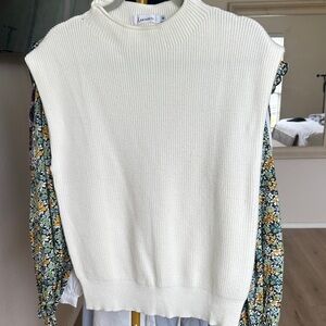 Cream Crew Neck Sweater with Ribbed Texture